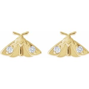 14K Yellow Gold .05 CTW Natural Diamond Moth Earring – image 2
