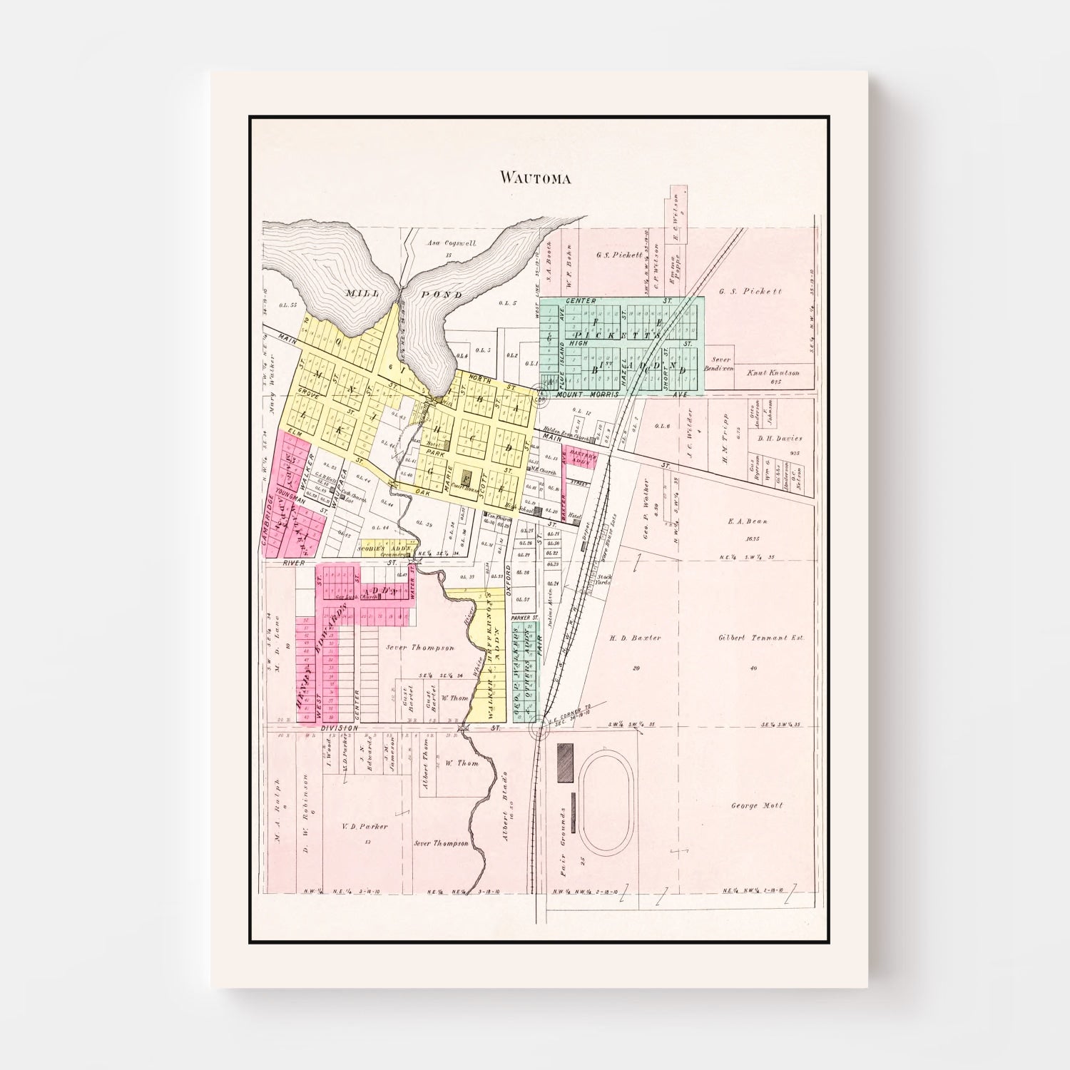 Vintage Map of Wautoma, Wisconsin 1906