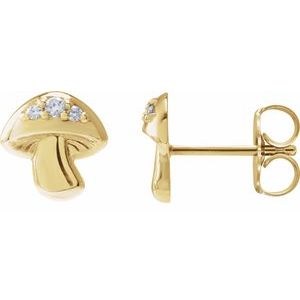 14K Yellow Gold .05 CTW Natural Diamond Mushroom Earrings