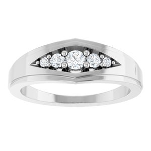 14K White 1/5 CTW Natural Diamond 5-Stone Band