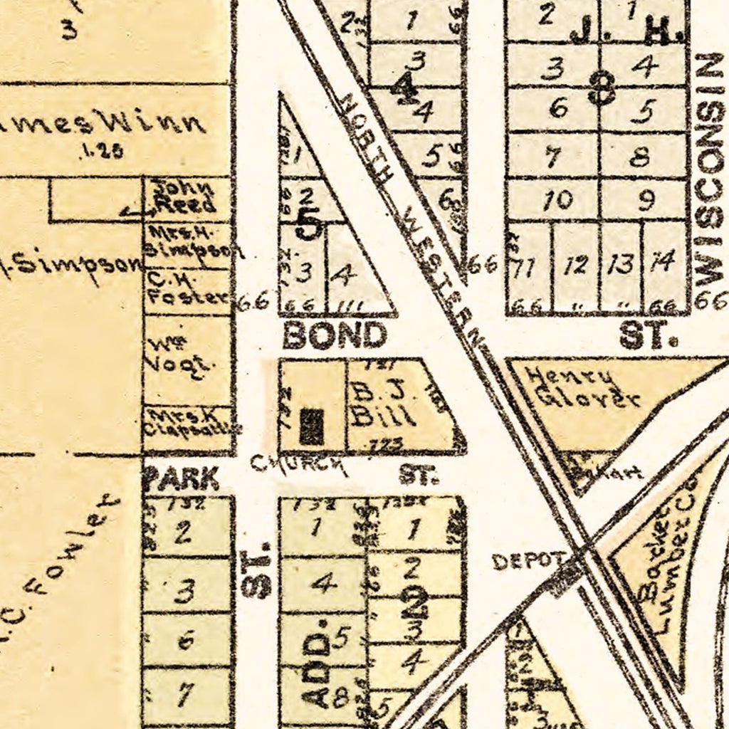 Vintage Map of Genoa, Wisconsin 1907