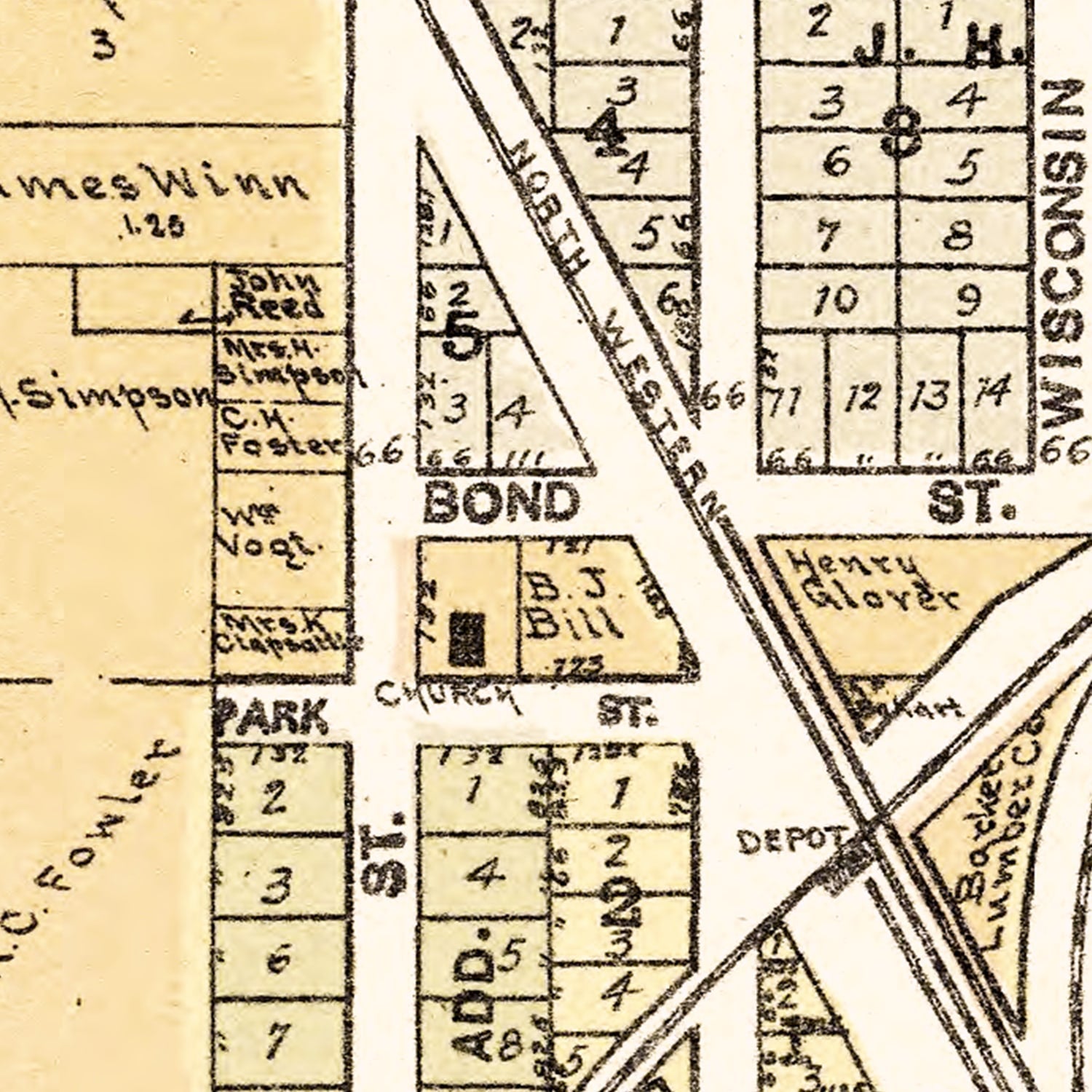Vintage Map of Genoa, Wisconsin 1907