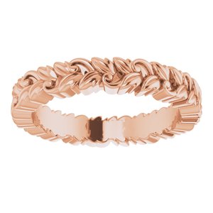 18K Rose 3.2 mm Floral Band Size 4