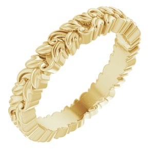 18K Yellow 3.2 mm Floral Band Size 4.5