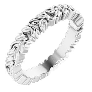 14K X1 White 3.2 mm Floral Band Size 4.5