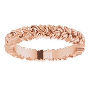 14K Rose 3.2 mm Floral Band Size 5.5