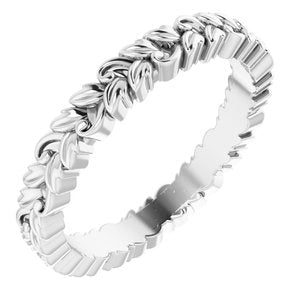 10K White 3.2 mm Floral Band Size 7.5