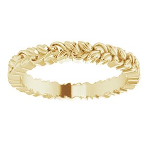 10K Yellow 3.2 mm Floral Band Size 8