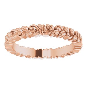 10K Rose 3.2 mm Floral Band Size 8