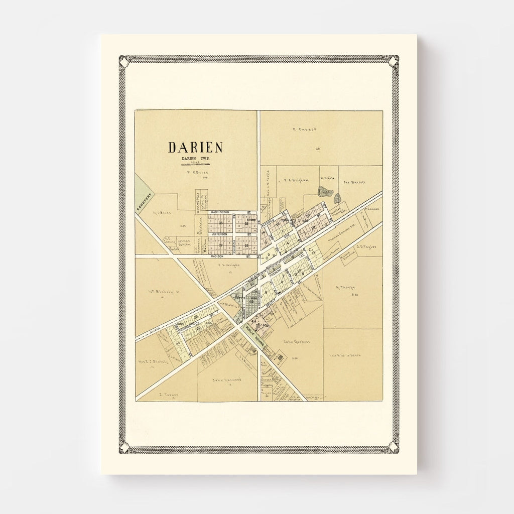 Vintage Map of Darien, Wisconsin 1907
