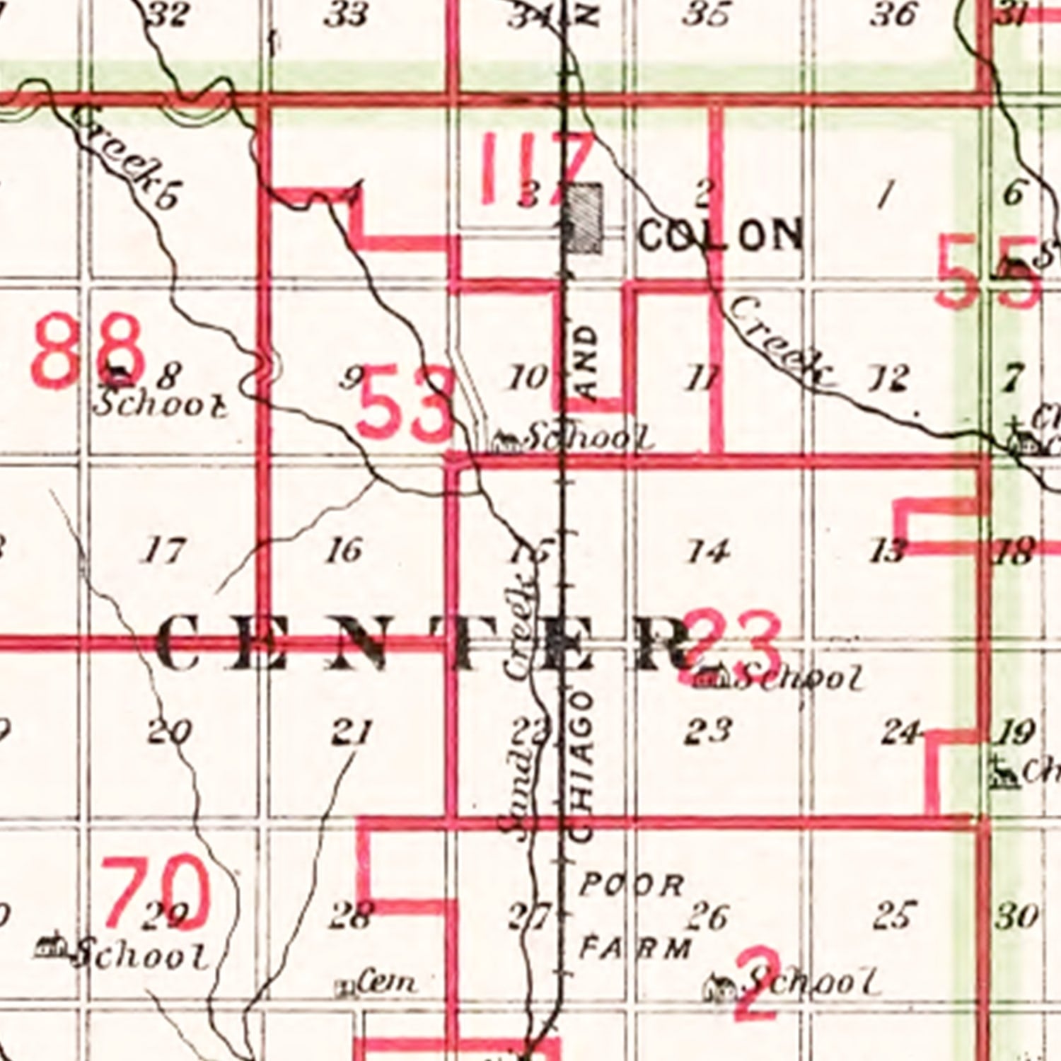 Vintage Map of Saunders County, Nebraska 1907