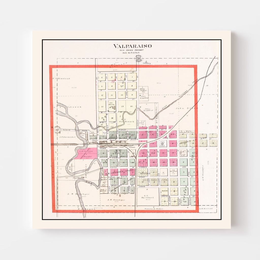 Vintage Map of Valparaiso, Nebraska 1907