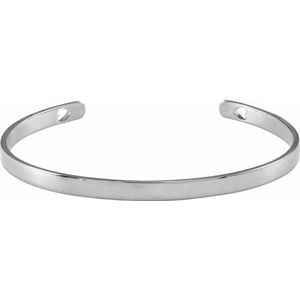 14K White Engravable Heart Pierced Cuff 7" Bracelet