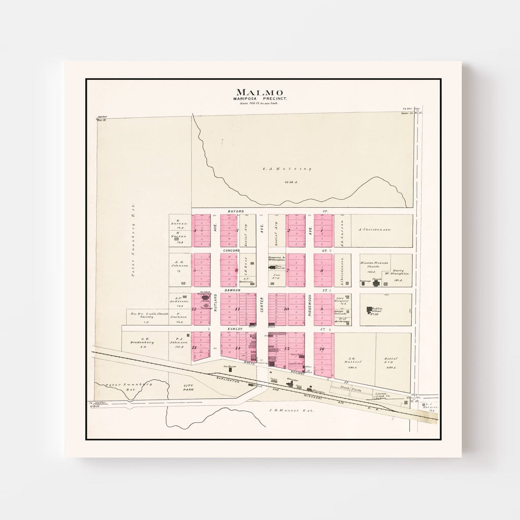 Vintage Map of Malmo, Nebraska 1907