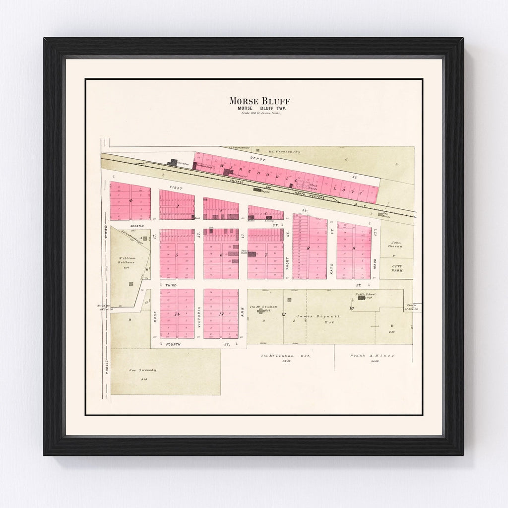 Vintage Map of Morse Bluff, Nebraska 1907