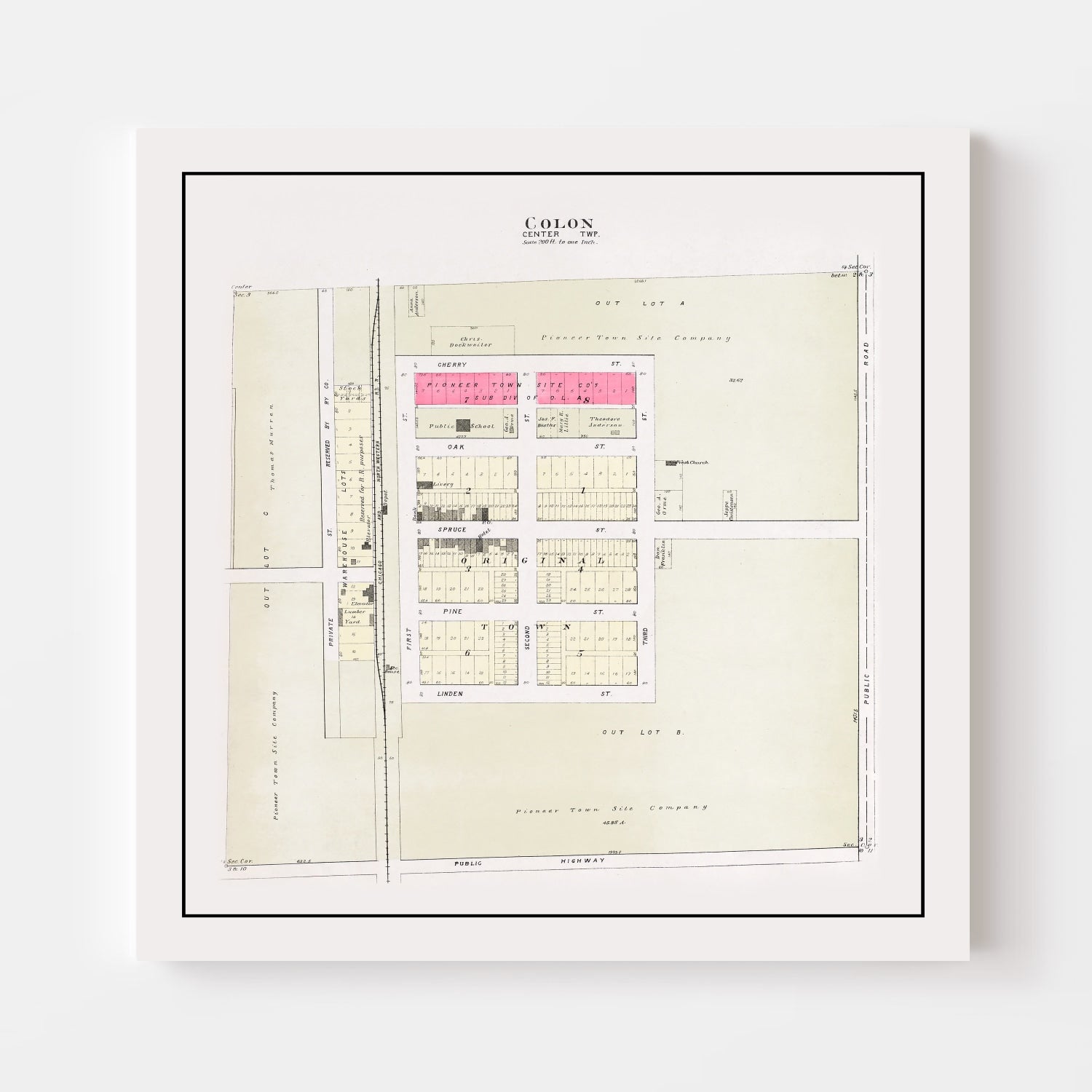 Vintage Map of Colon, Nebraska 1907
