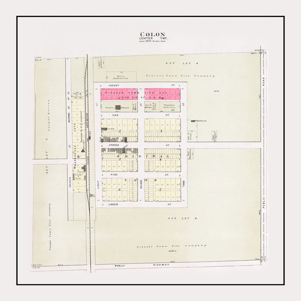 Vintage Map of Colon, Nebraska 1907