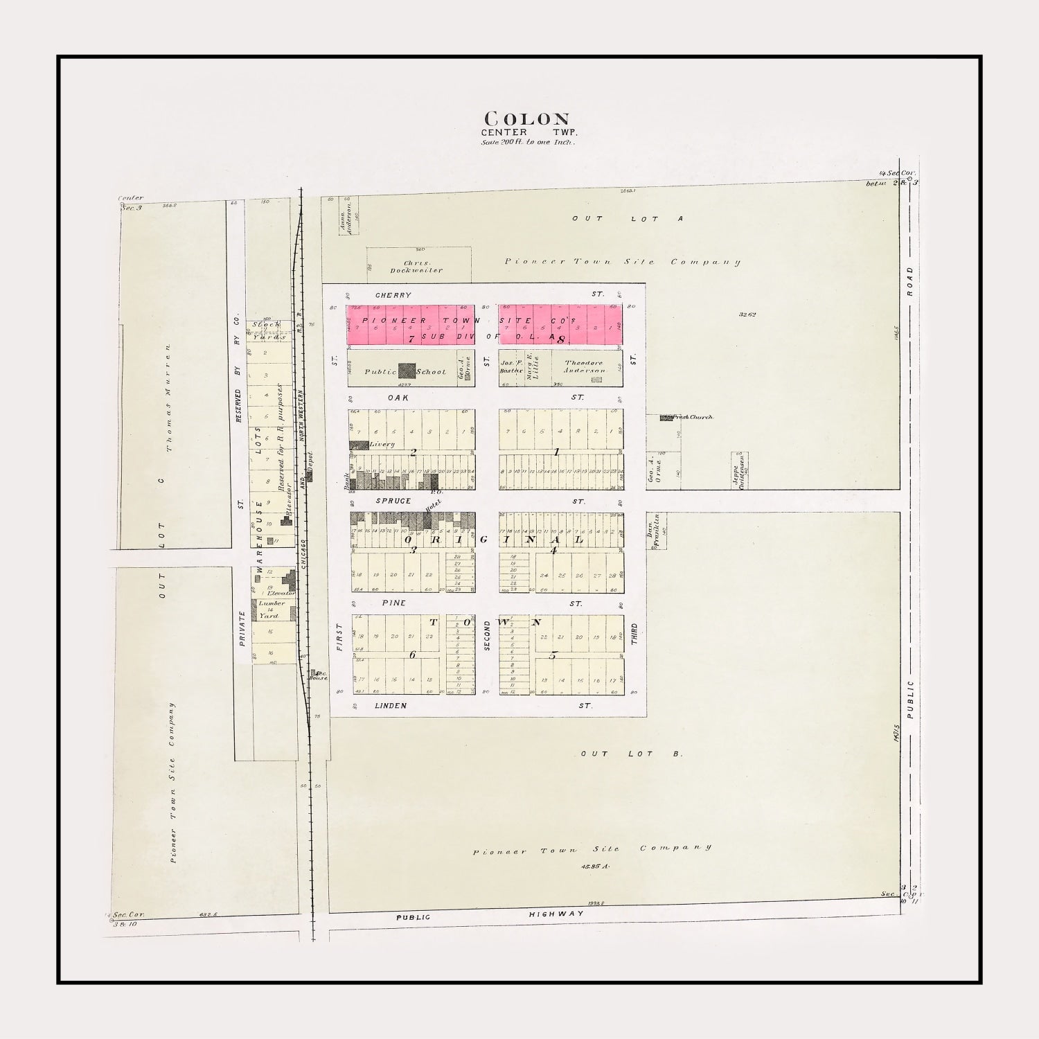 Vintage Map of Colon, Nebraska 1907