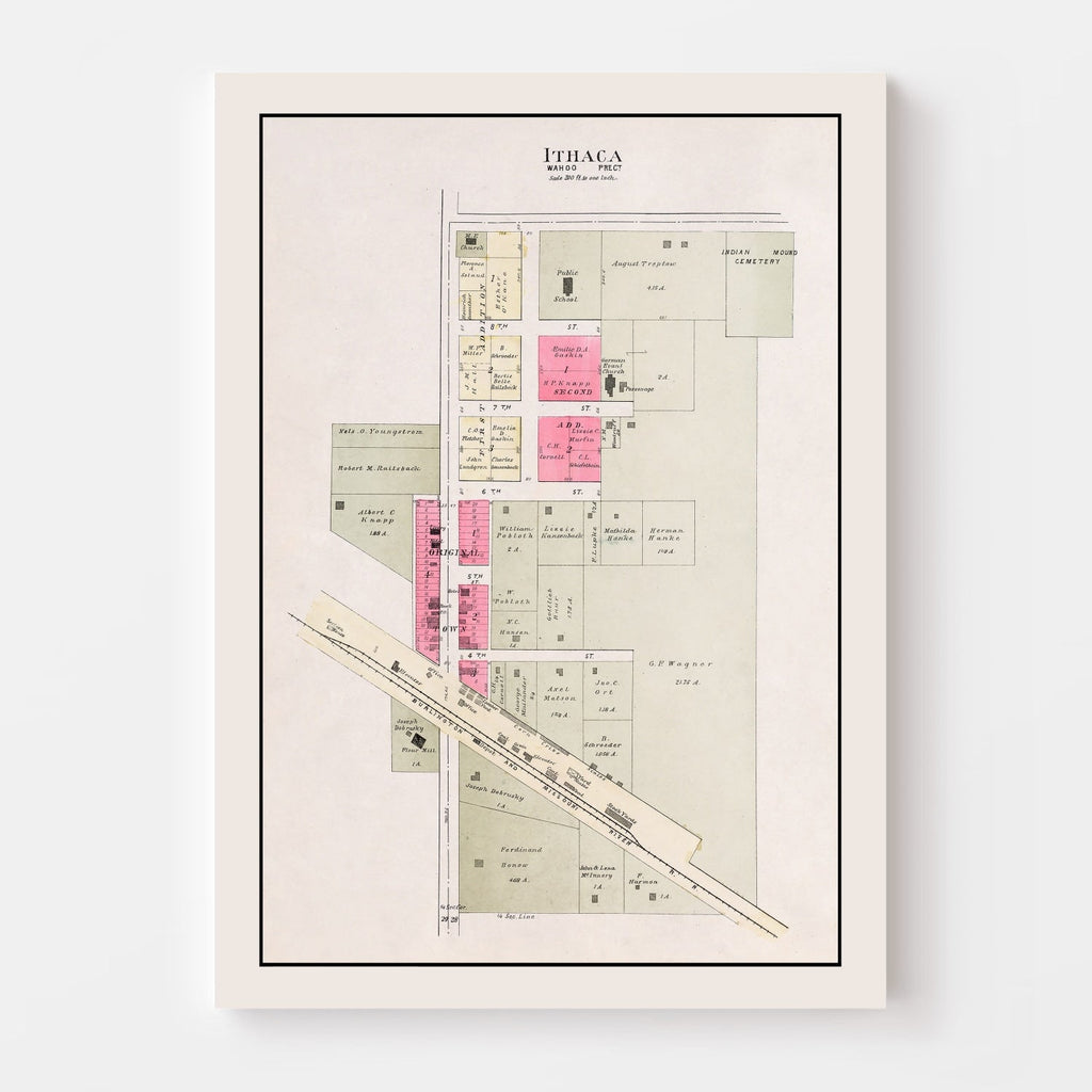 Vintage Map of Ithaca, Nebraska 1907