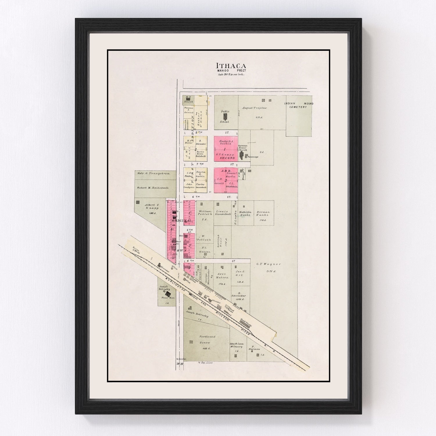 Vintage Map of Ithaca, Nebraska 1907