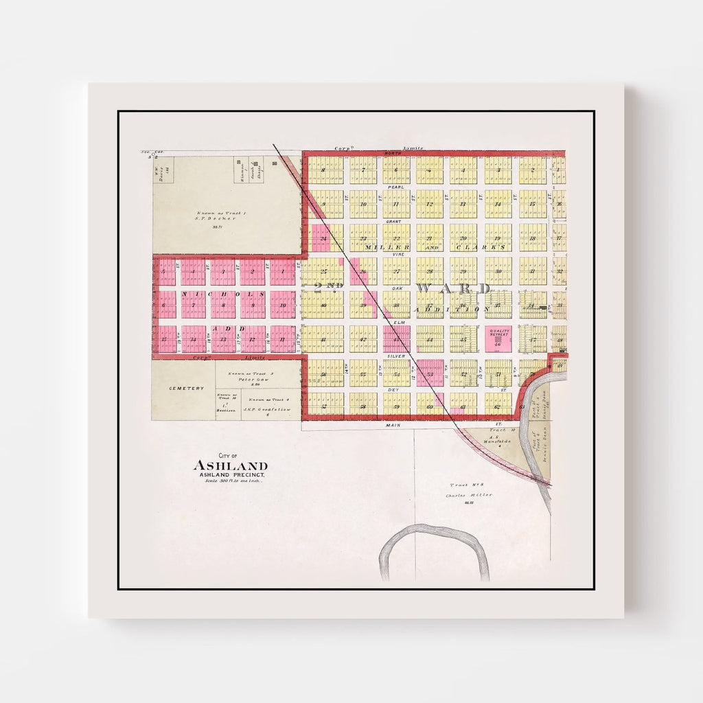 Vintage Map of Ashland, Nebraska 1907