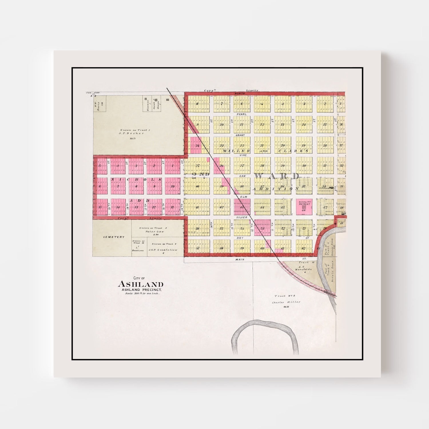 Vintage Map of Ashland, Nebraska 1907