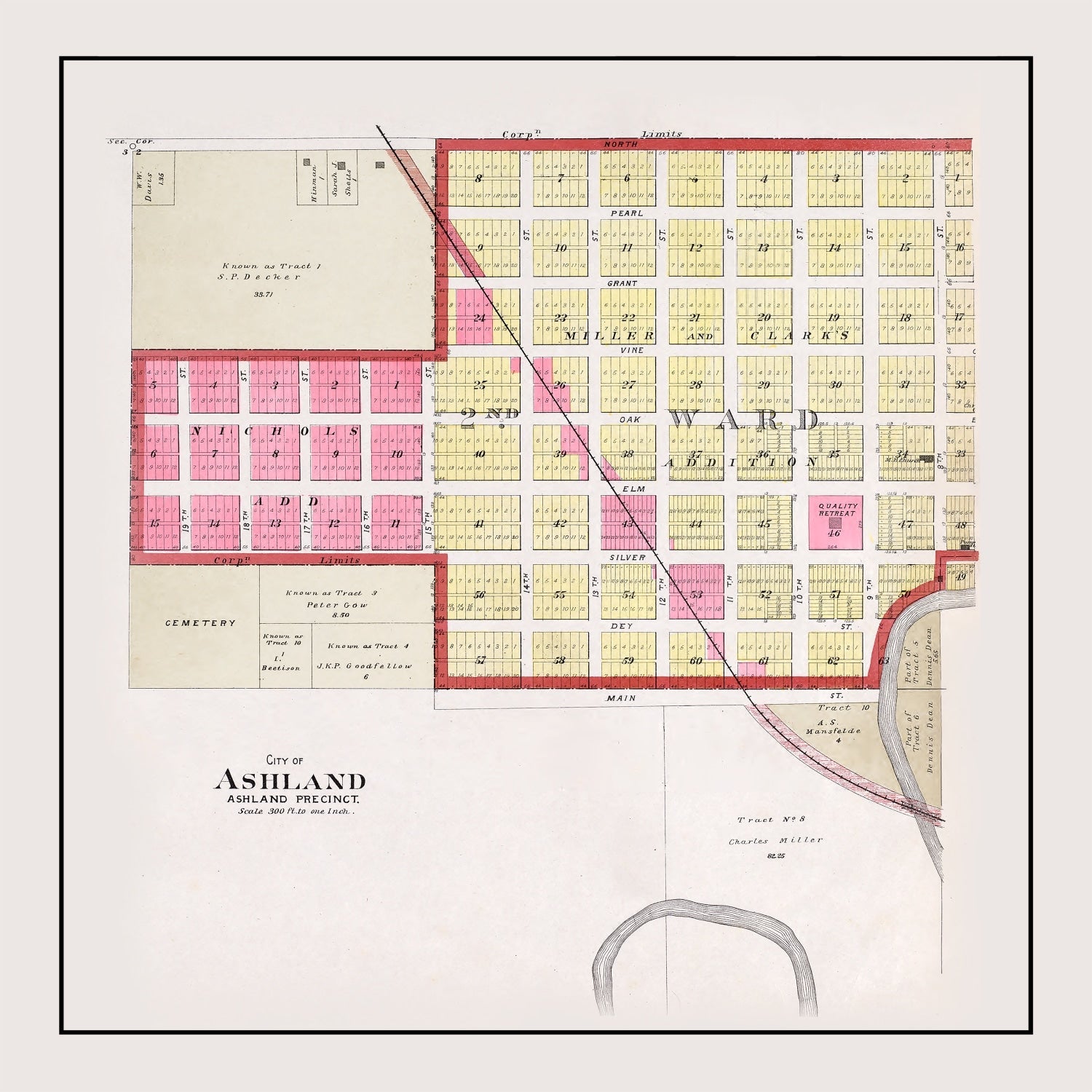 Vintage Map of Ashland, Nebraska 1907