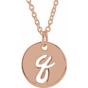 14K Rose Gold Script Initial Q 16-18" Necklace