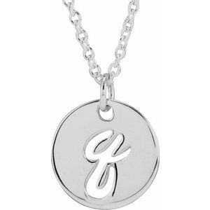 14K White Gold Script Initial Q 16-18" Necklace