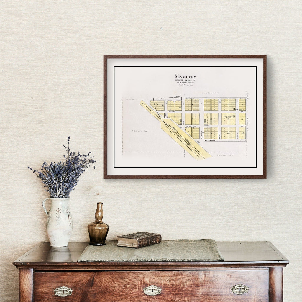 Vintage Map of Memphis, Nebraska 1907