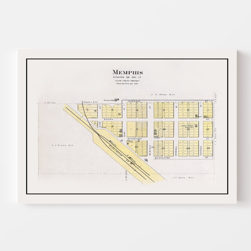 Vintage Map of Memphis, Nebraska 1907