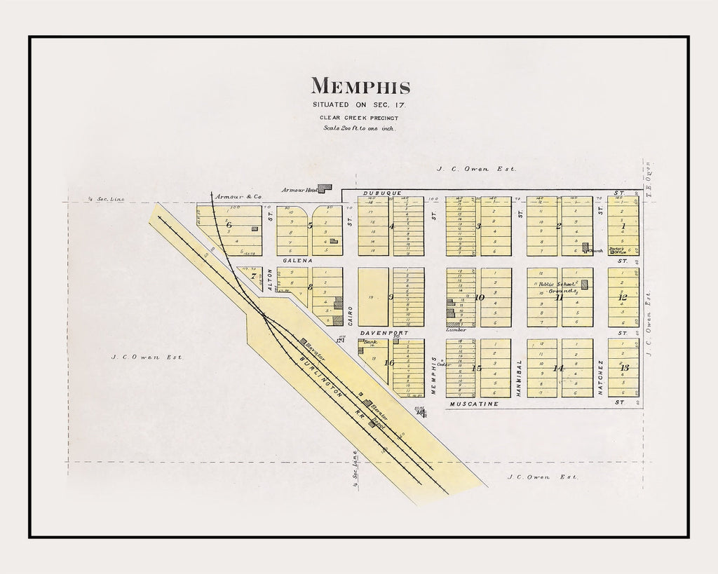 Vintage Map of Memphis, Nebraska 1907