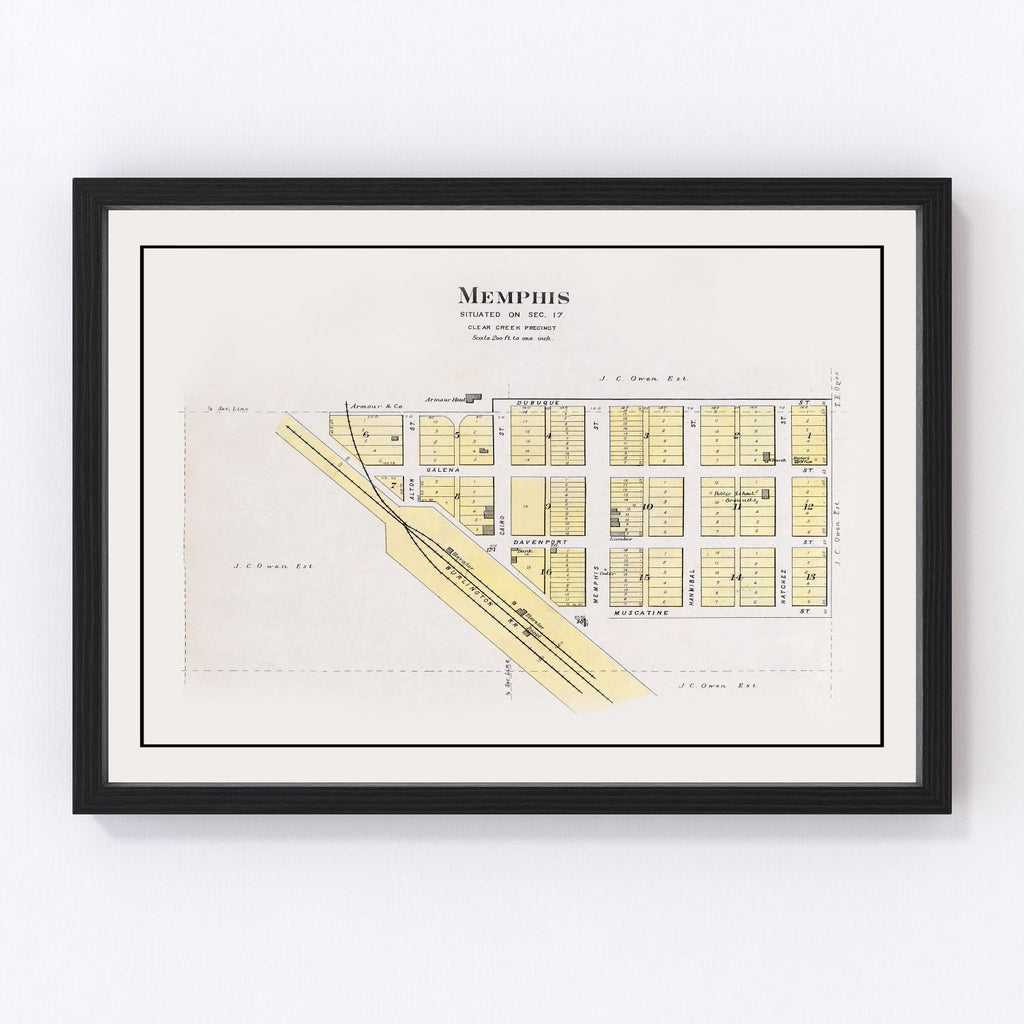 Vintage Map of Memphis, Nebraska 1907