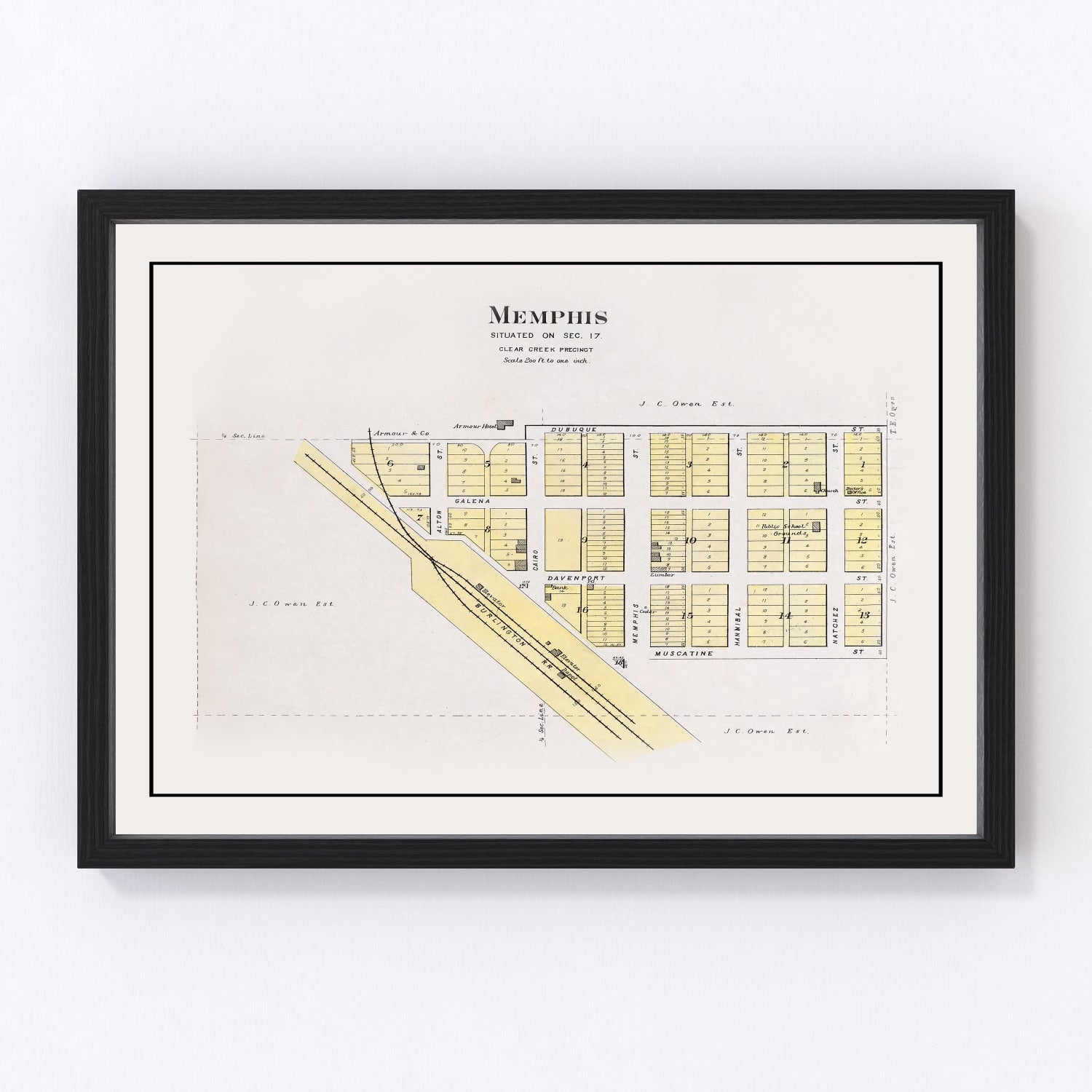 Vintage Map of Memphis, Nebraska 1907