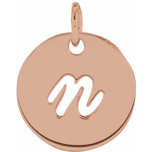 14K Rose Gold Script Initial N Pendant