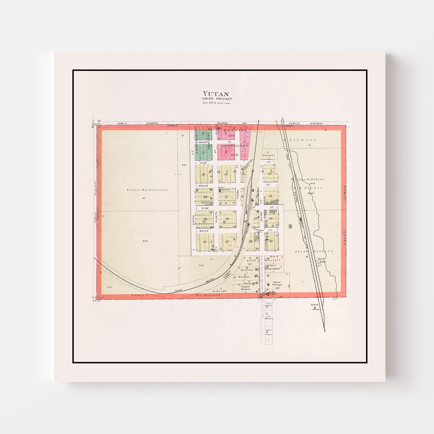 Vintage Map of Yutan, Nebraska 1907