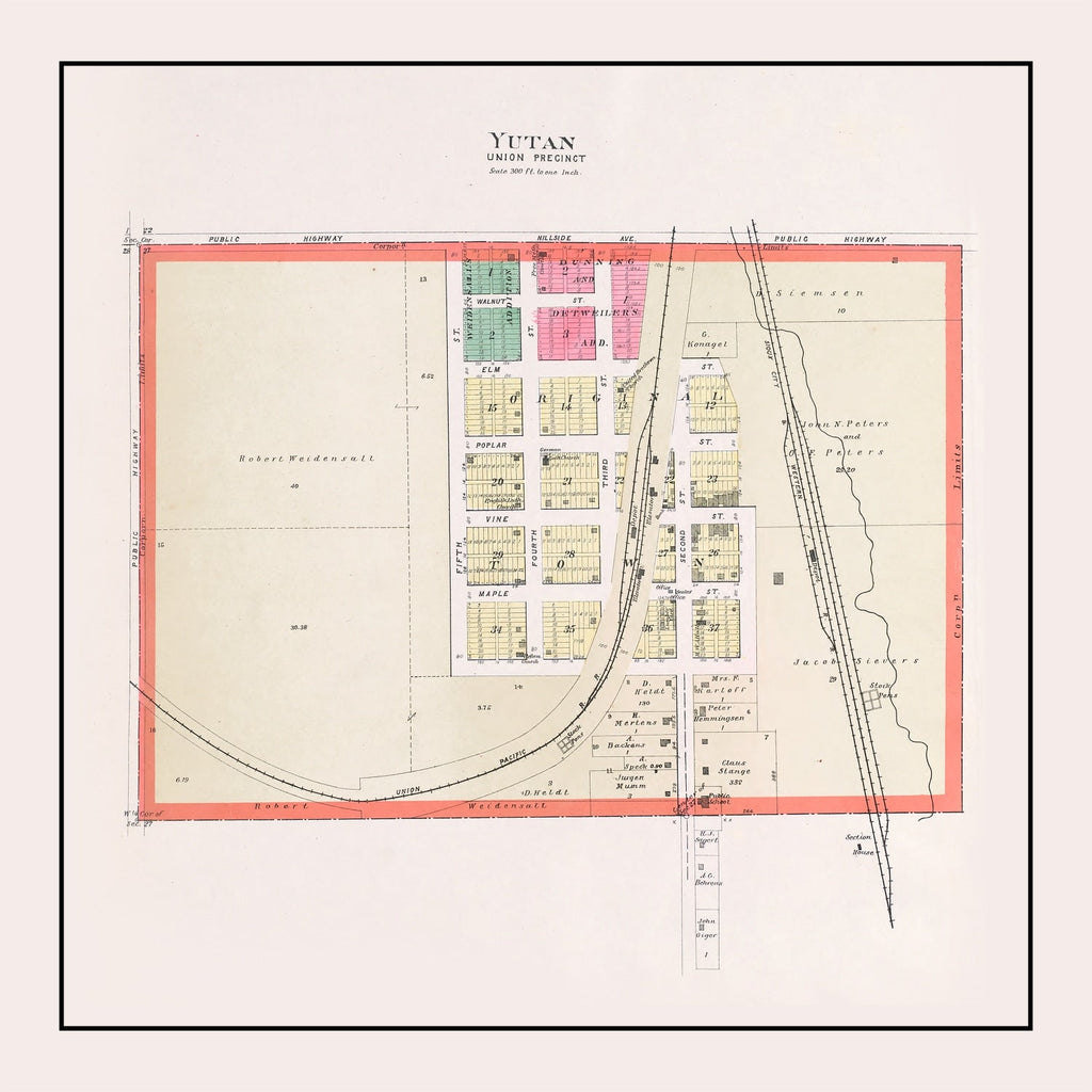 Vintage Map of Yutan, Nebraska 1907