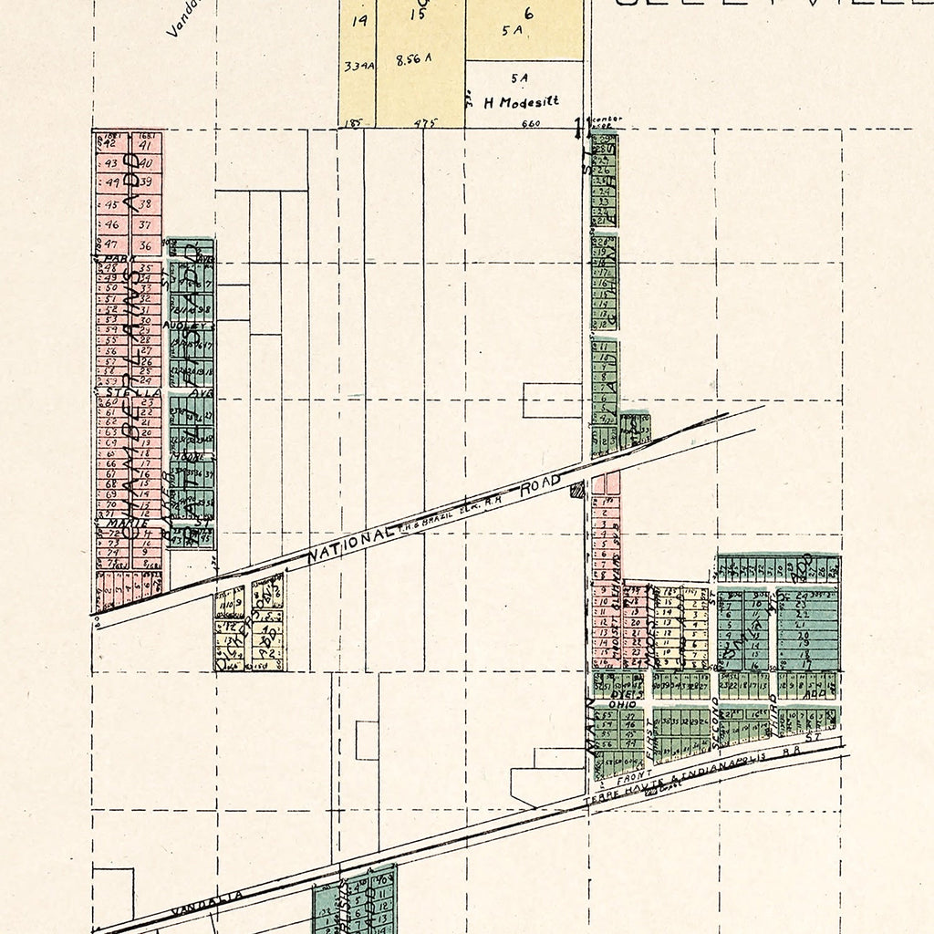 Vintage Map of Seelyville, Indiana 1907