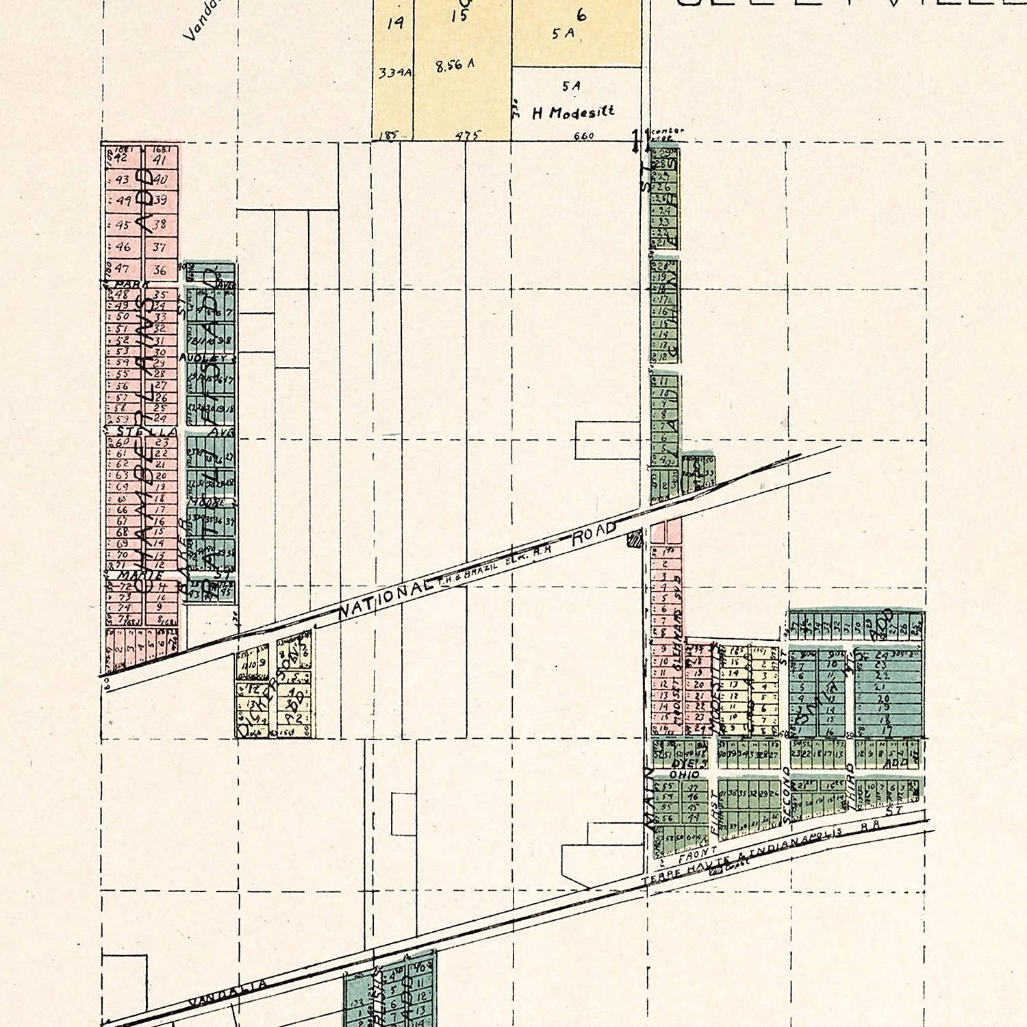 Vintage Map of Seelyville, Indiana 1907