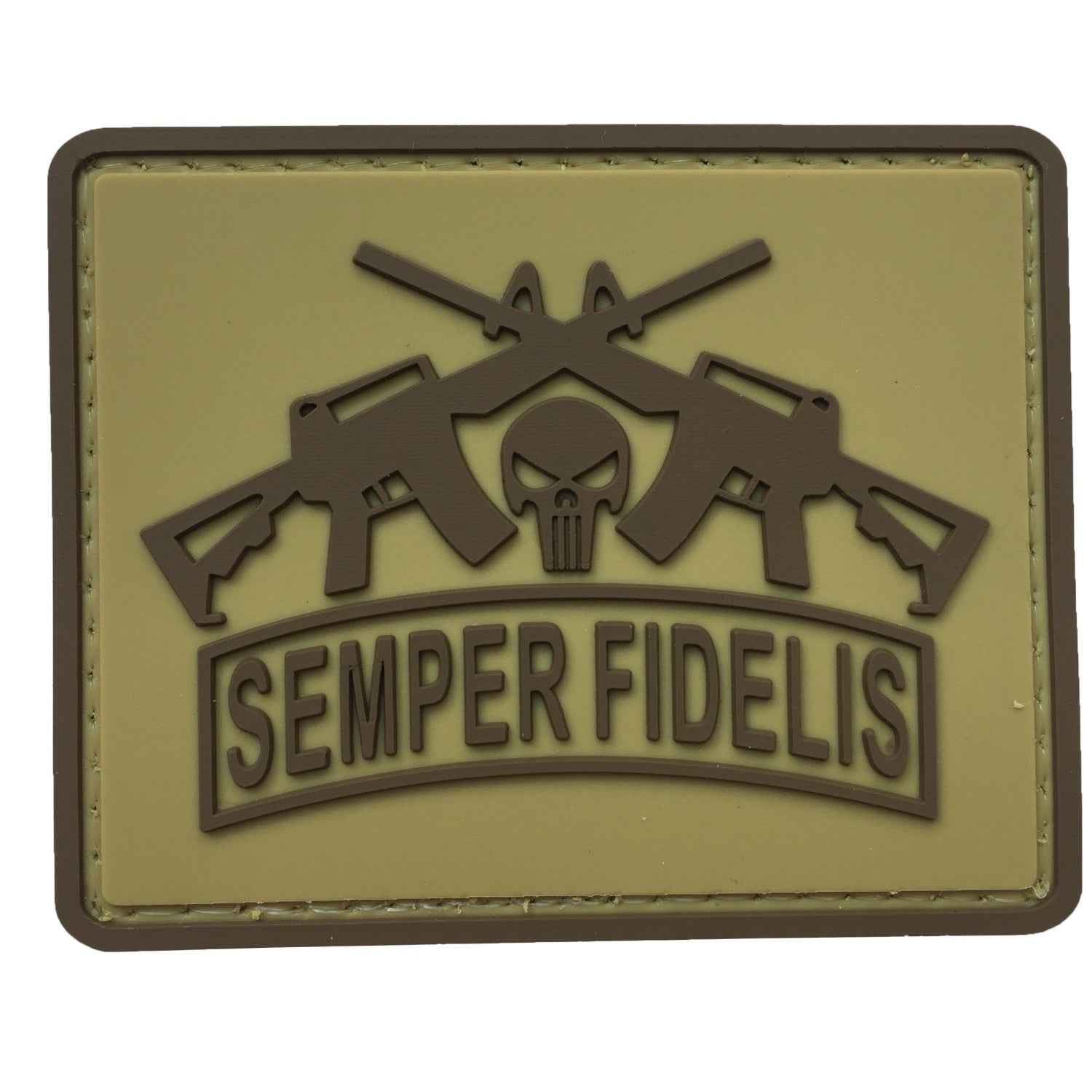 Semper Fidelis with Punisher and Rifles - Coyote Tan - PVC Patch