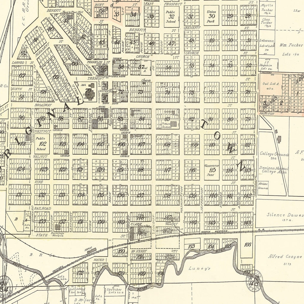 Vintage Map of Denison, Iowa 1908