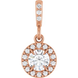 14K Rose Gold 1/3 CTW Lab-Grown Diamond Halo-Style Pendant
