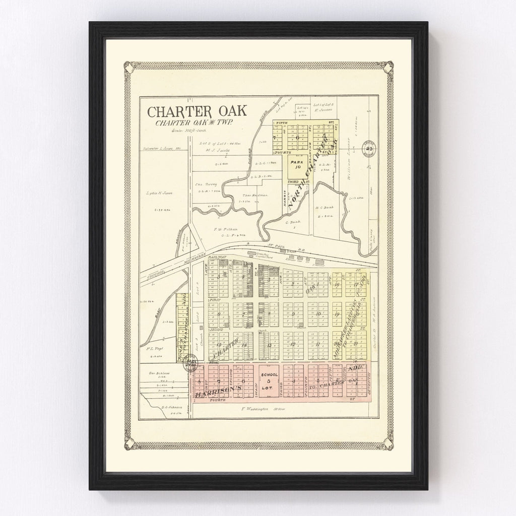 Vintage Map of Charter Oak, Iowa 1908