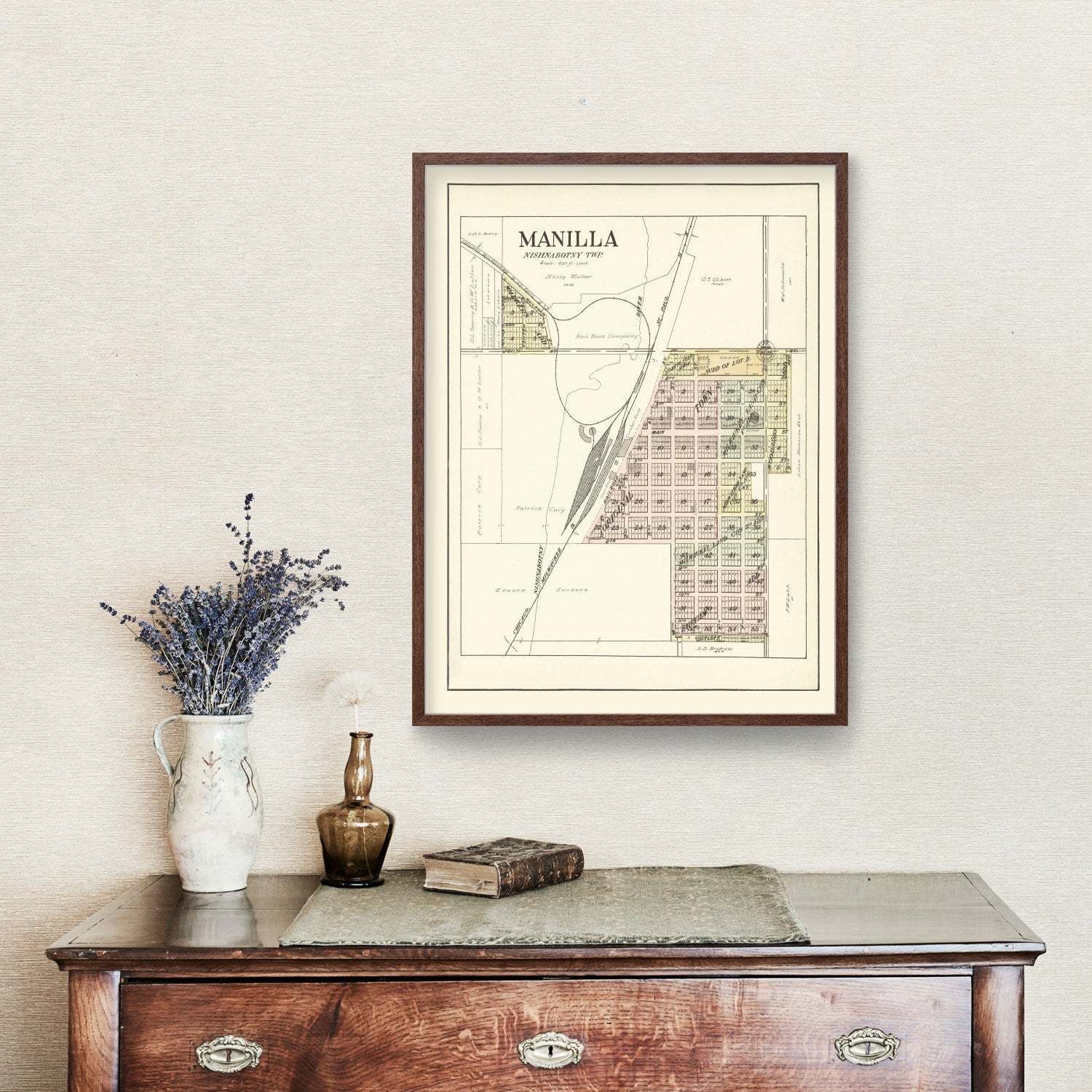 Vintage Map of Manilla, Iowa 1908