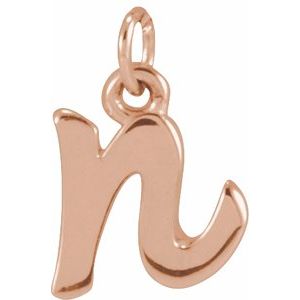 14K Rose Gold Petite Initial N Pendant