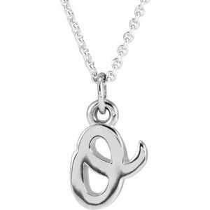 14K White Gold Petite Initial O 16" Necklace