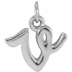 14K White Gold Petite Initial V Pendant