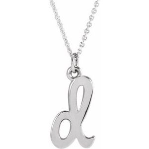 14K White Gold Petite Initial D 16" Necklace