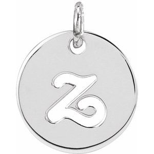 14K White Gold Script Initial Z Pendant