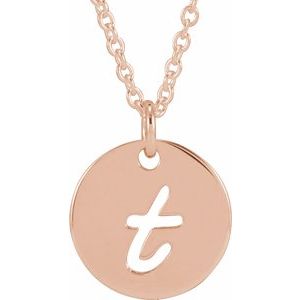 14K Rose Gold Script Initial T 16-18" Necklace
